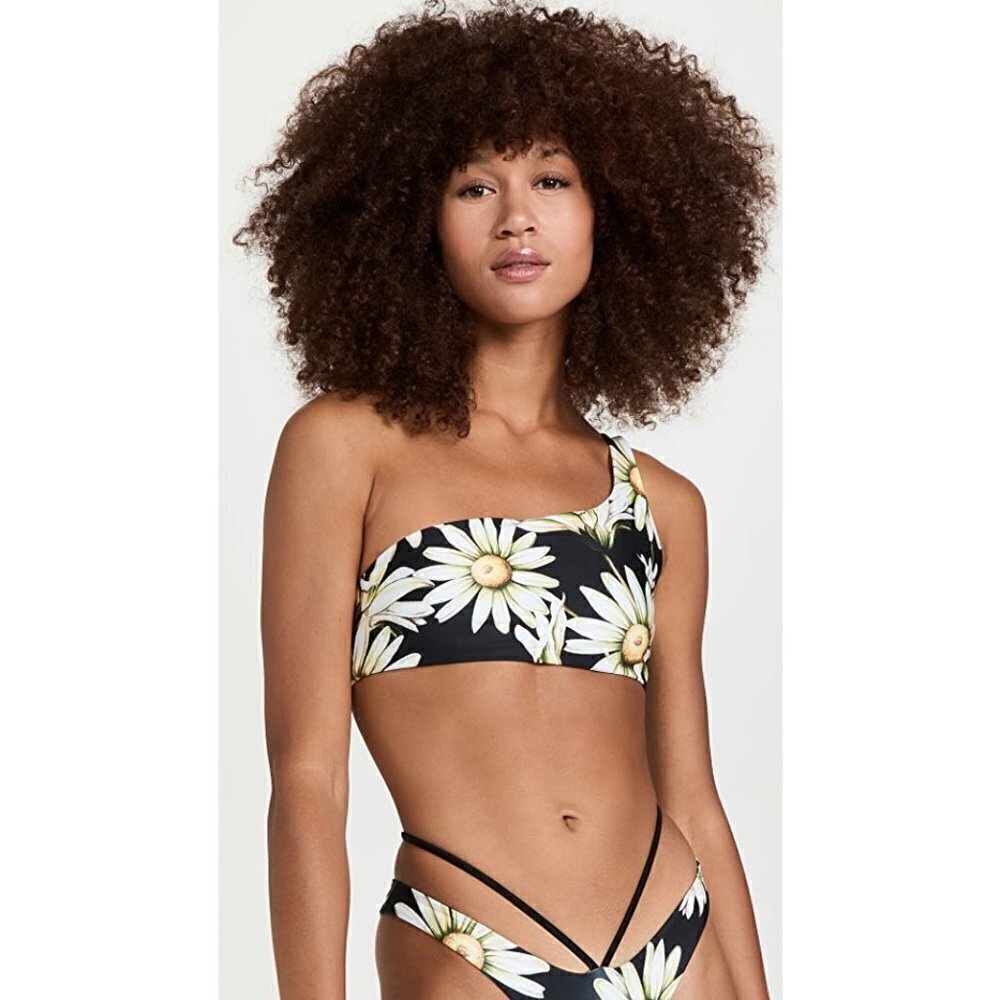 💕AGUA BENDITA💕 Roma Moss Bikini Top ~ Black Floral Print XL NWT